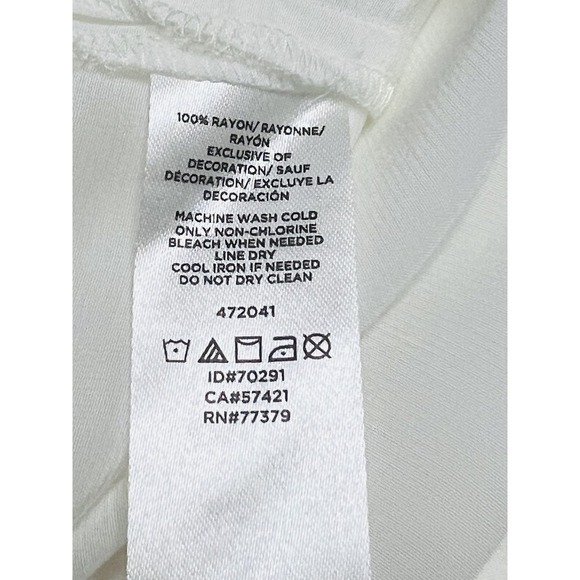 Ann Taylor Sleeveless Blouse Womens 2XL White Navy Trim Button Front Rayon Top - Picture 7 of 8